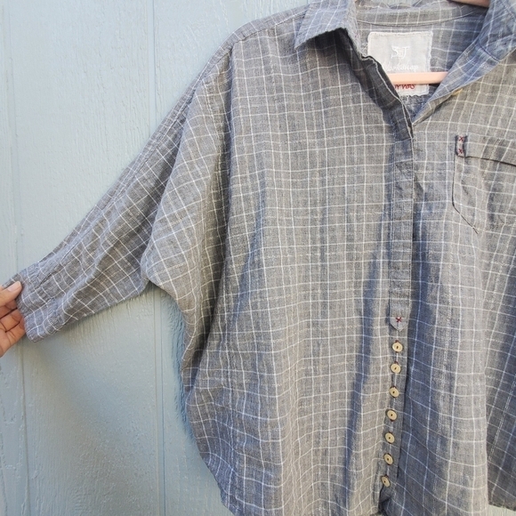 Johnny Was 3J Workshop Plaid Button Down Boxy Contemporary Top - Picture 4 of 10
